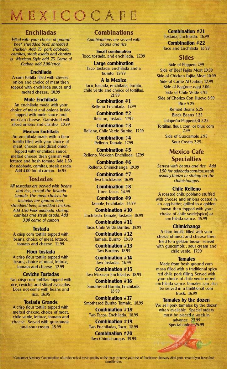 Mexico Cafe - Mount Vernon, WA menu_pic