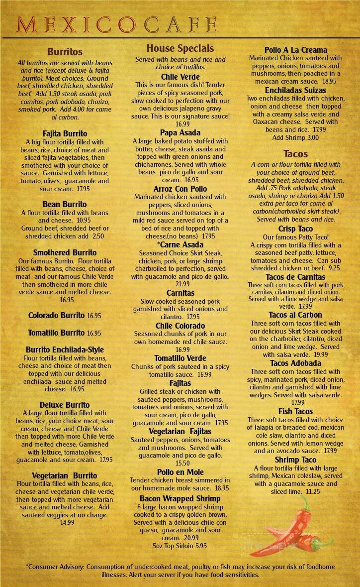 Mexico Cafe - Mount Vernon, WA menu_pic