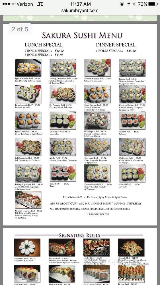 Sakura Japanese Steakhouse - Bryant, AR menu_pic
