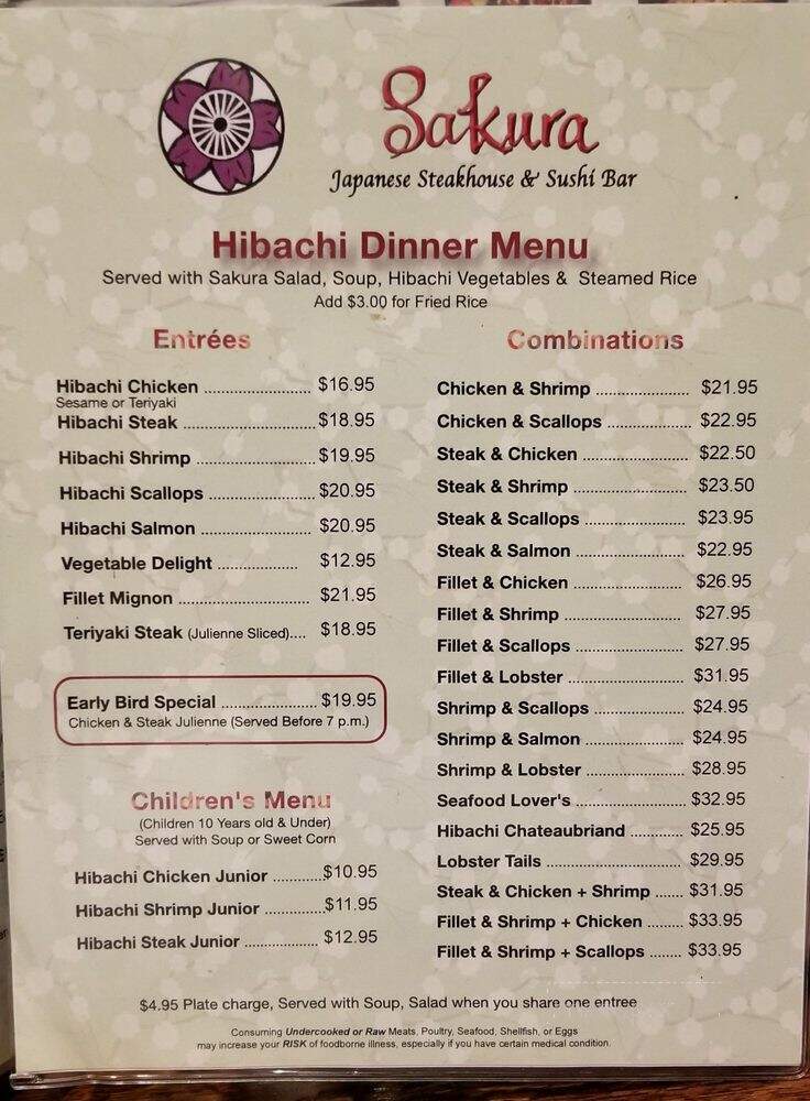 Sakura Japanese Steakhouse - Bryant, AR menu_pic