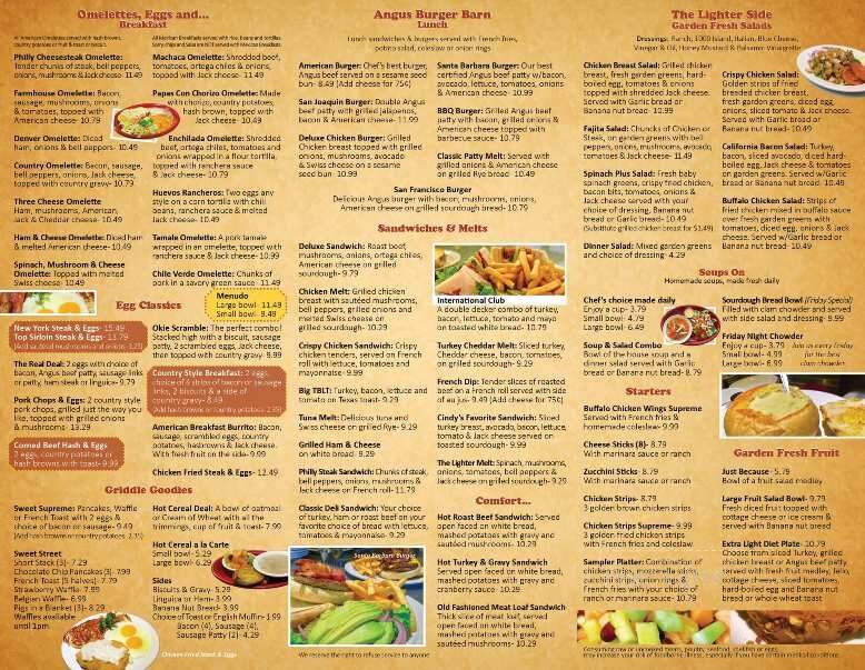 Cindy's Restaurant - Oakdale, CA menu_pic