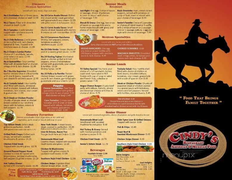 Cindy's Restaurant - Oakdale, CA menu_pic
