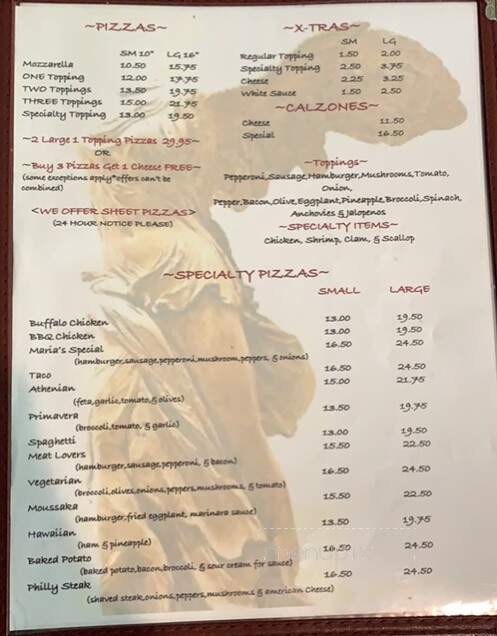 Maria's Pizza Palace - Colchester, CT menu_pic