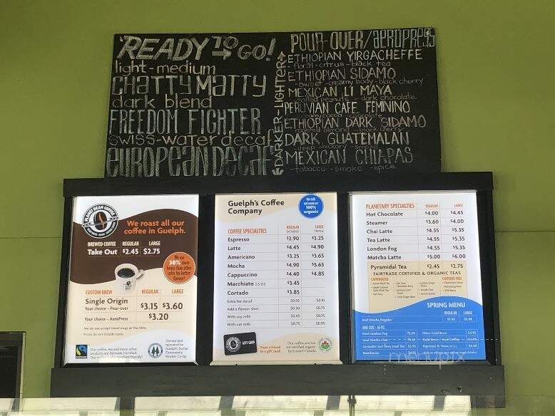 Planet Bean Coffee - Guelph, ON menu_pic