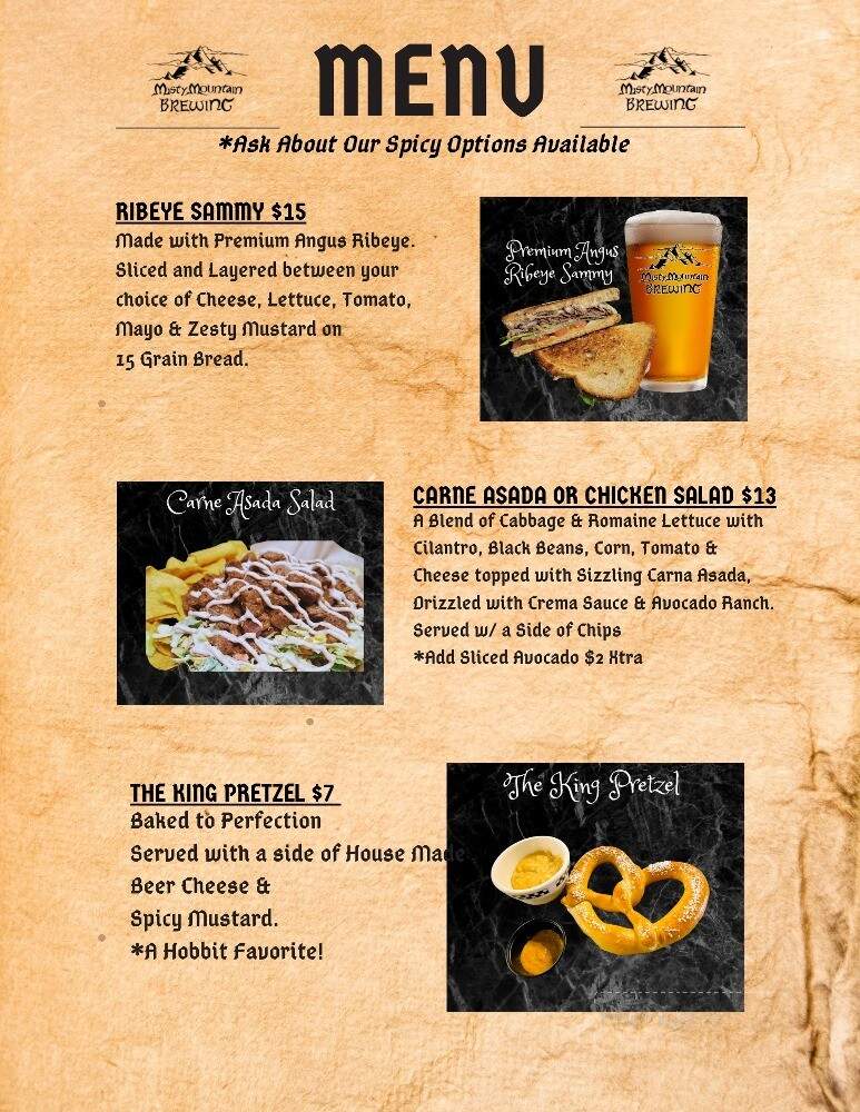 Misty Mountain Brewing Tap Haus - Brookings, OR menu_pic
