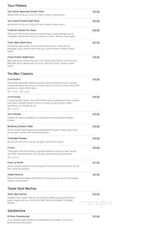 El Fenix - Greenville, TX menu_pic