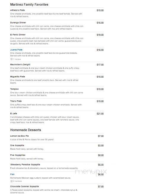 El Fenix - Greenville, TX menu_pic