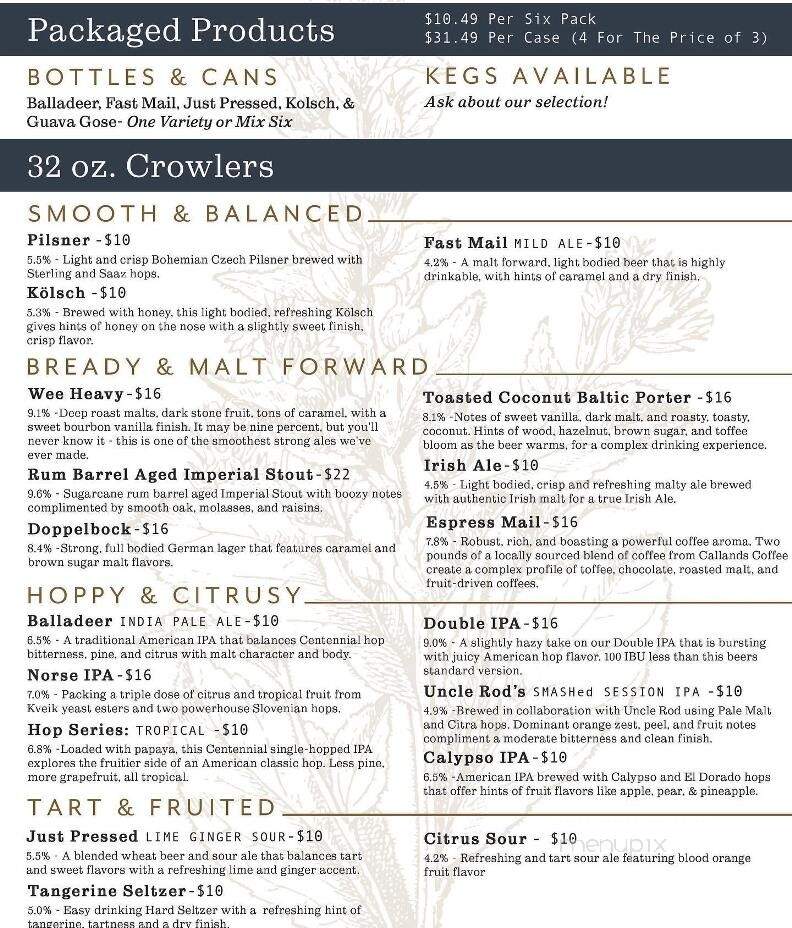 Ballad Brewing - Danville, VA menu_pic