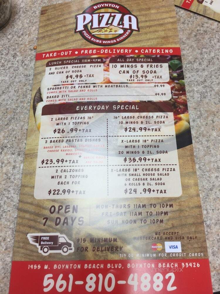 Boynton Pizza - Boynton Beach, FL menu_pic