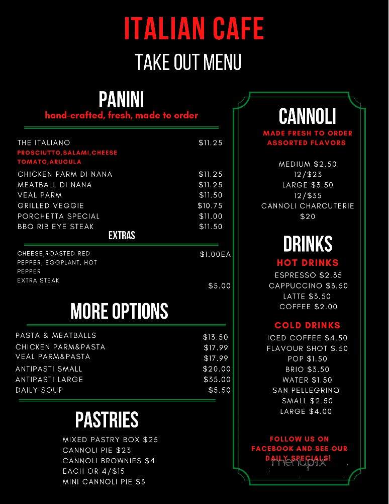 Italian Cafe - St. Catharines, ON menu_pic