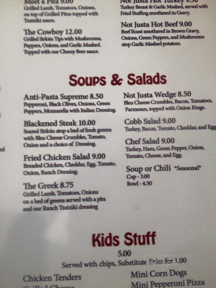 Not Justa Bar & Cafe - Somerset, WI menu_pic