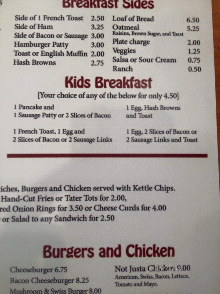 Not Justa Bar & Cafe - Somerset, WI menu_pic