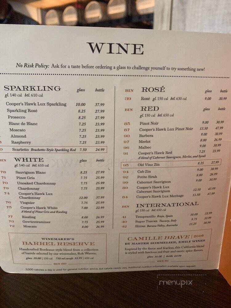 Cooper's Hawk Winery & Restaurant - Rockville, MD menu_pic