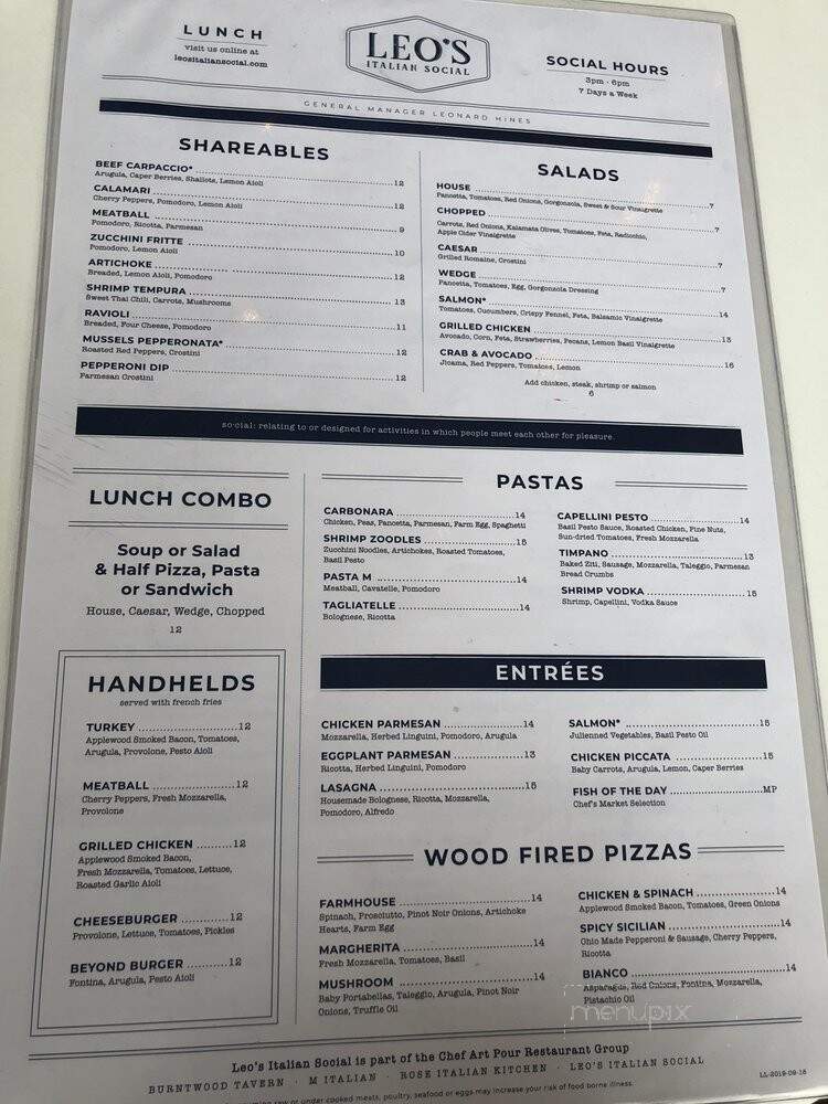 Leo's Italian Social - Cuyahoga Falls, OH menu_pic