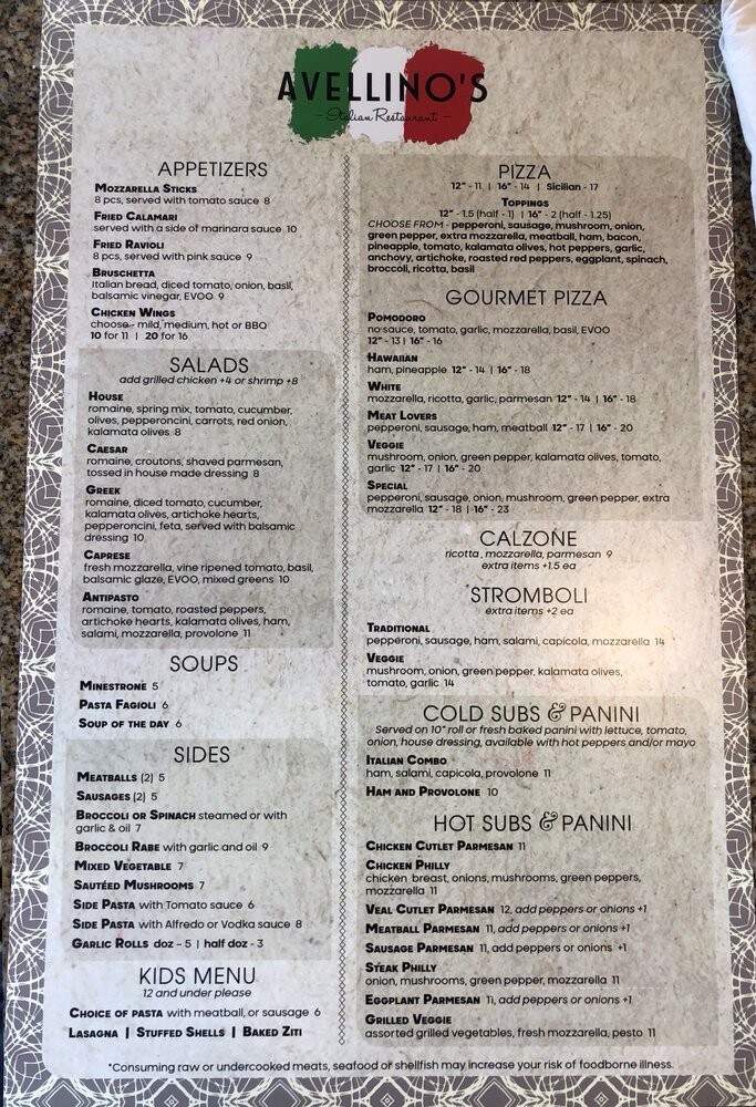 Avellino's Italian Restaurant - Delray Beach, FL menu_pic
