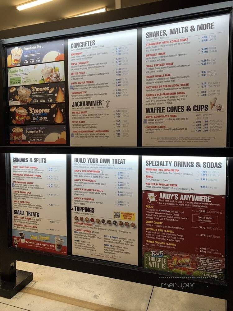 Andy's Frozen Custard - Bossier City, LA menu_pic