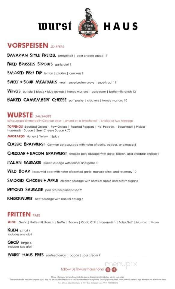 Wurst Haus - Northampton, MA menu_pic
