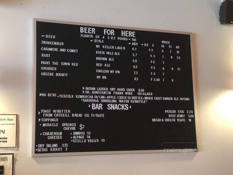 Subversive Malting + Brewing - Catskill, NY menu_pic