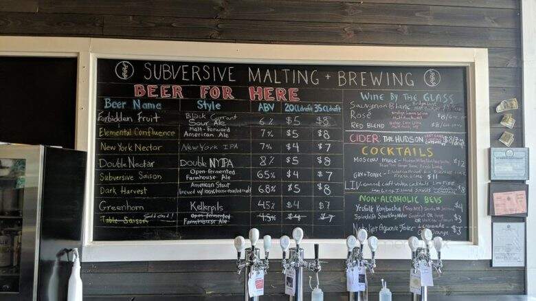 Subversive Malting + Brewing - Catskill, NY menu_pic