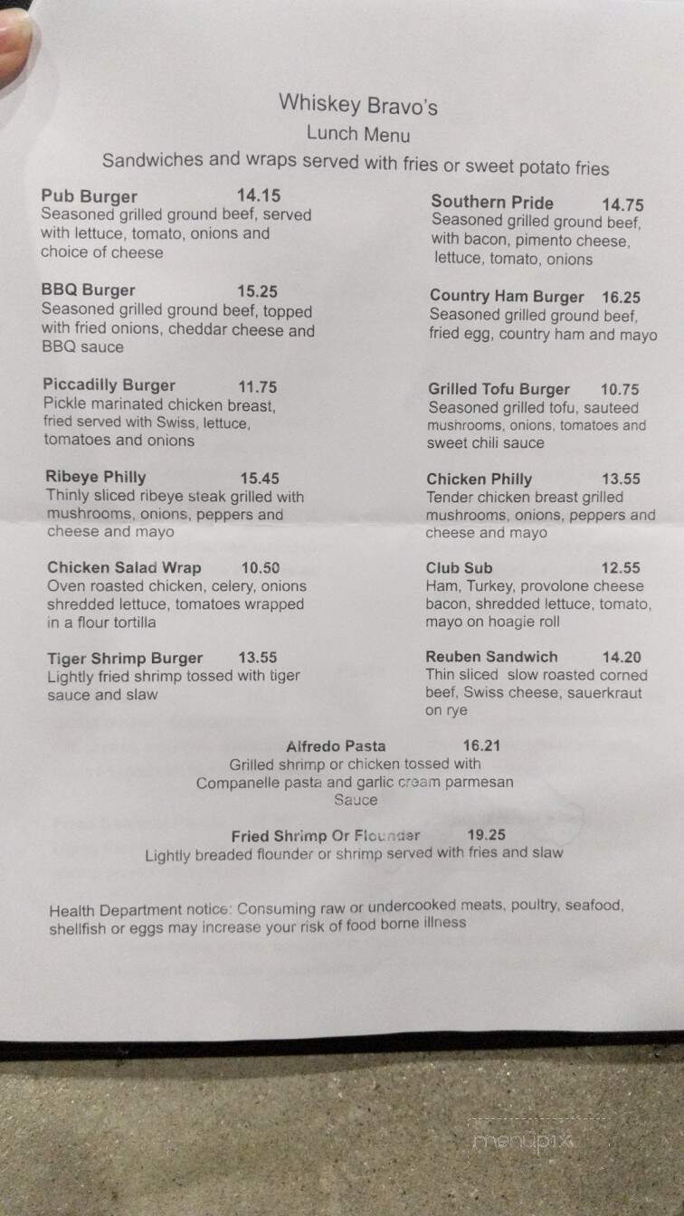 Whiskey Bravo's Coastal Chophouse - Cape Carteret, NC menu_pic