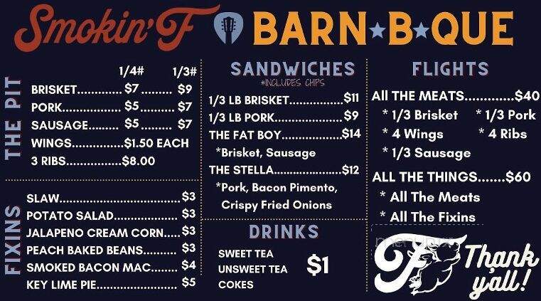 Smokin' F BBQ - Philadelphia, TN menu_pic