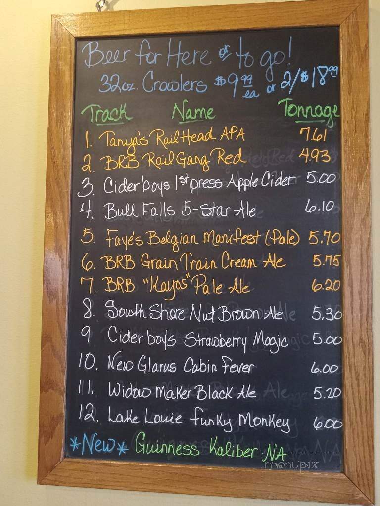 Bent Rail Brewpub - Westfield, WI menu_pic
