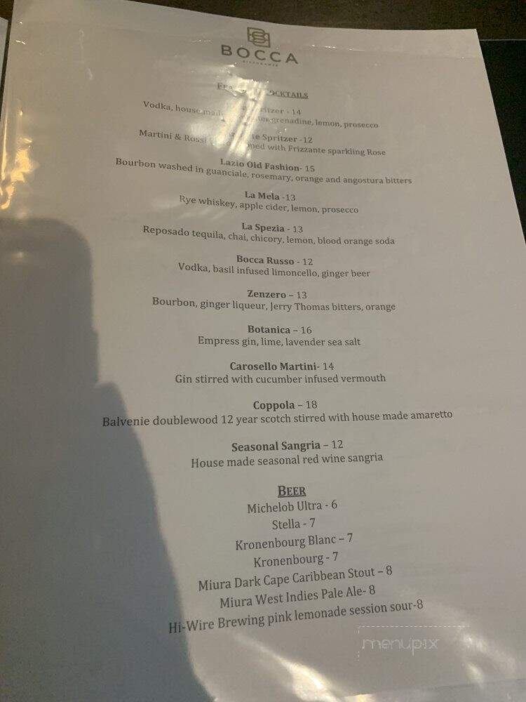 Bocca Ristorante - Birmingham, AL menu_pic