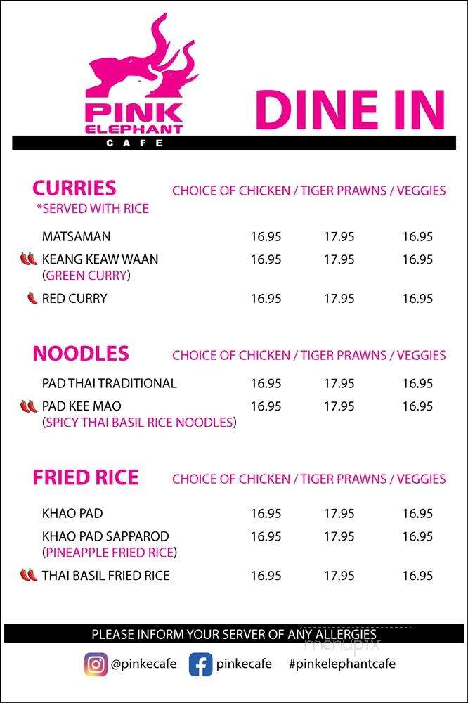Pink Elephant Cafe - Vancouver, BC menu_pic