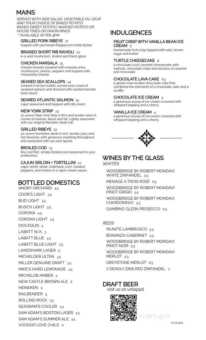The Rambler - Cambridge Springs, PA menu_pic