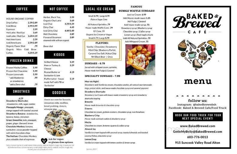 Baked, Brewed & Organically Moo'ed - Alton, NH menu_pic