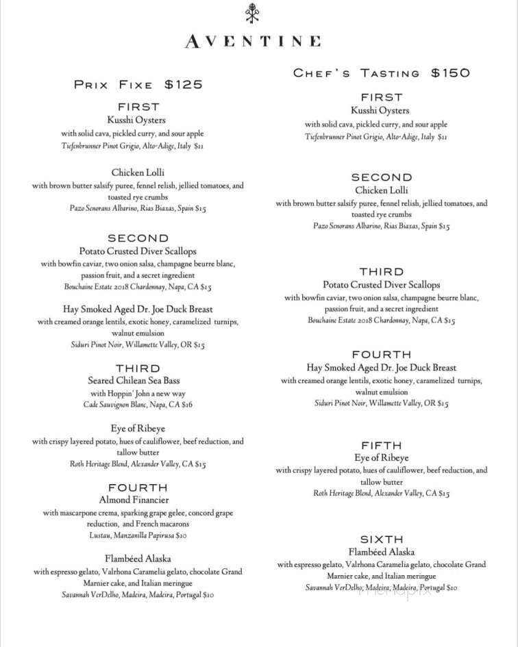 Aventine Rome - Rome, GA menu_pic
