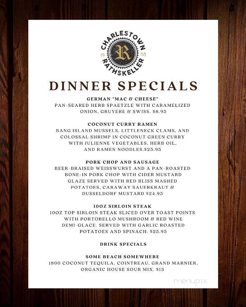 Rathskeller - Charlestown, RI menu_pic