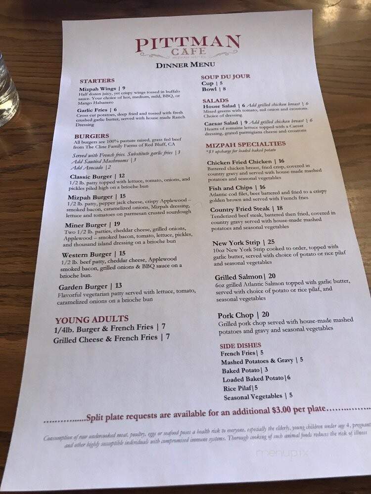 Pittman Cafe - Tonopah, NV menu_pic