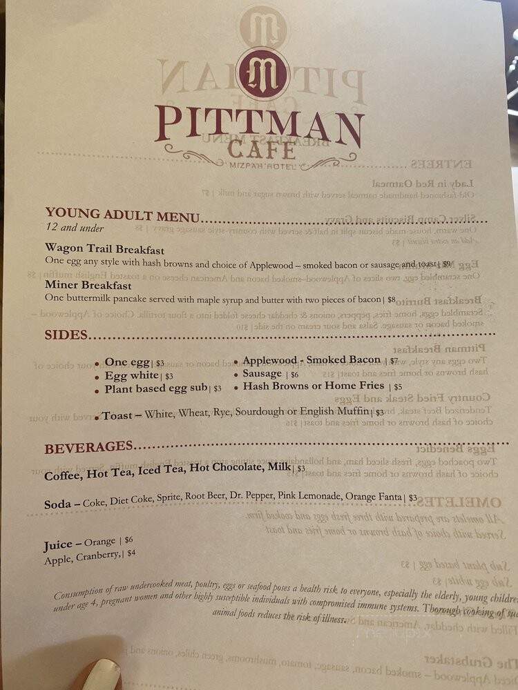 Pittman Cafe - Tonopah, NV menu_pic