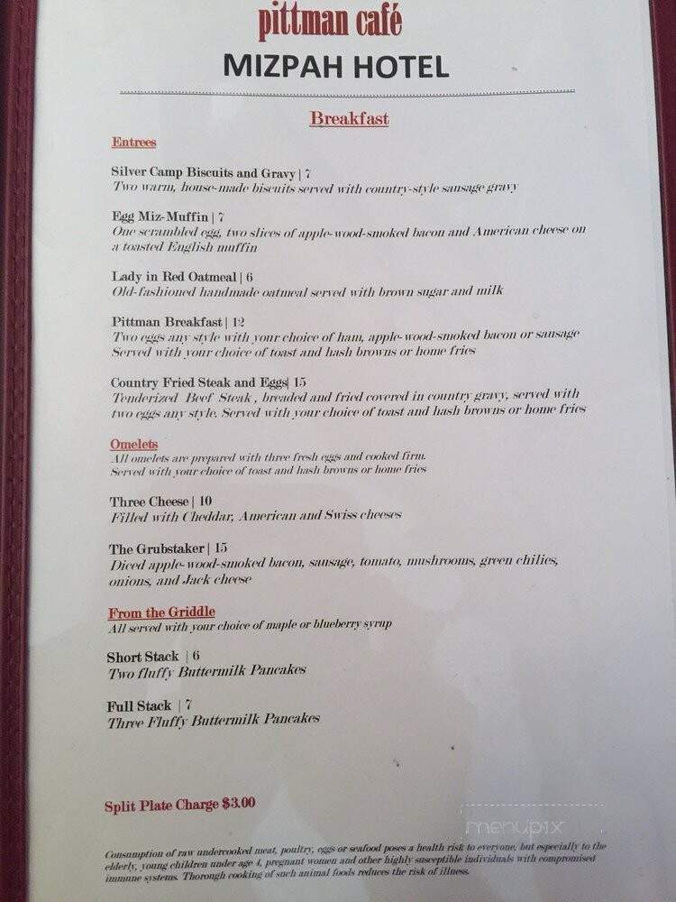 Pittman Cafe - Tonopah, NV menu_pic