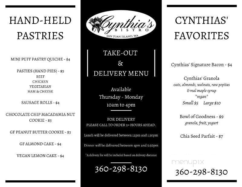 Cynthia's of Course! - Friday Harbor, WA menu_pic