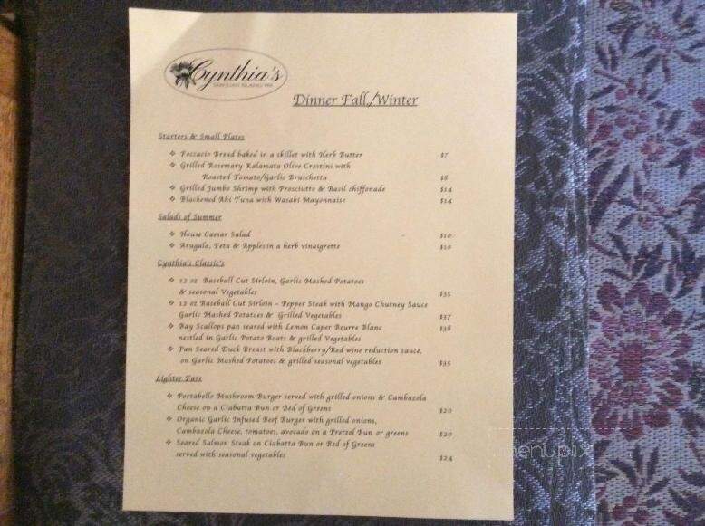 Cynthia's of Course! - Friday Harbor, WA menu_pic