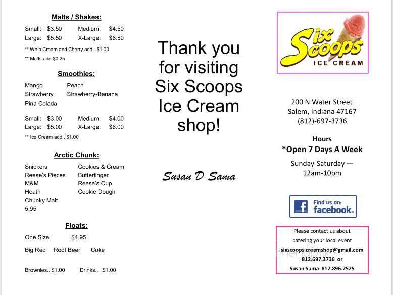 Six Scoops Homemade Ice Cream - Salem, IN