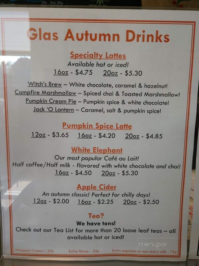 Glas, The Green Coffeehouse - Shawano, WI menu_pic