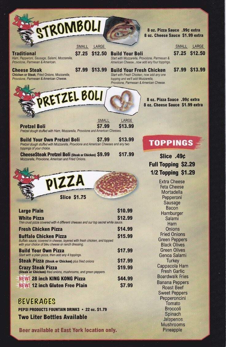 Crazy Tomato West - York, PA menu_pic