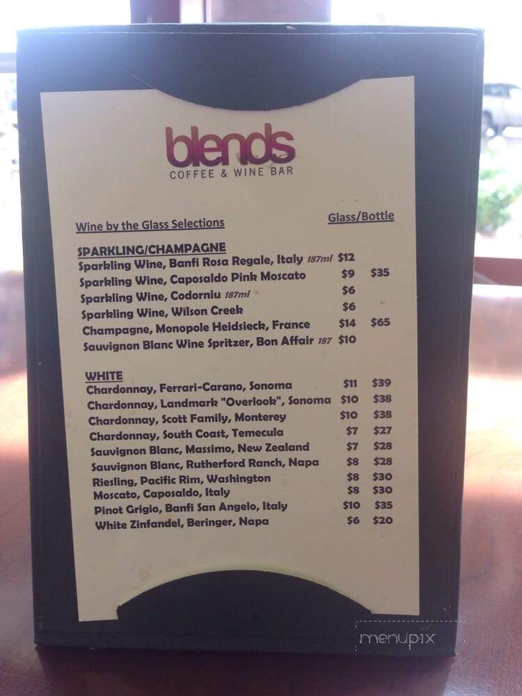 Blends Coffee & Wine Bar - Temecula, CA menu_pic