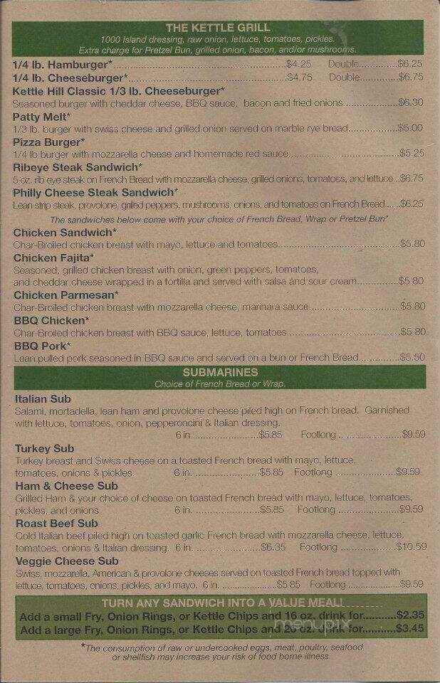 Kettle Hill Grill - Palmyra, WI menu_pic