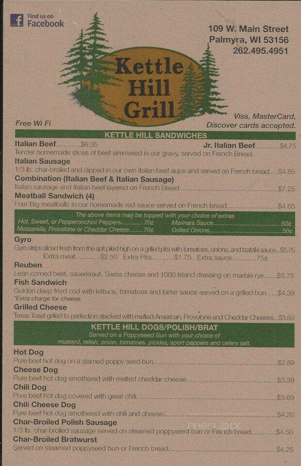 Kettle Hill Grill - Palmyra, WI menu_pic