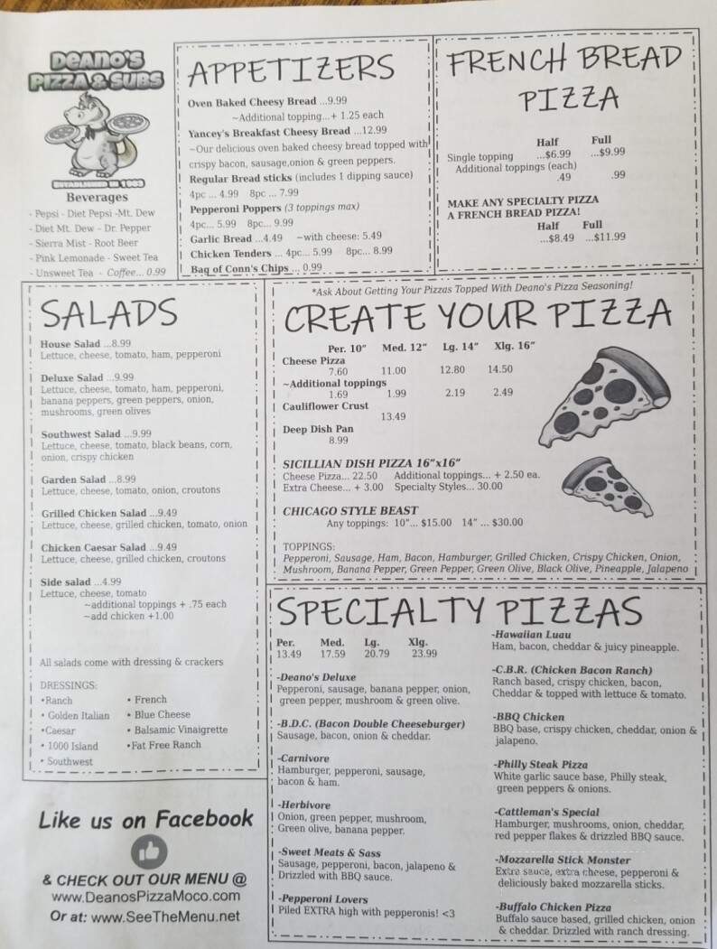 Deano's Pizza & Subs - Mcconnelsville, OH menu_pic