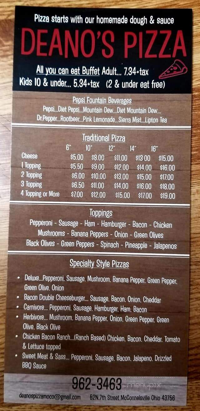 Deano's Pizza & Subs - Mcconnelsville, OH menu_pic