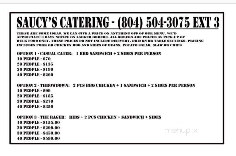 Saucy's - Petersburg, VA menu_pic