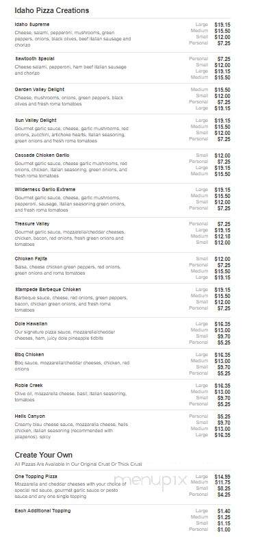 Idaho Pizza Company - Emmett, ID menu_pic