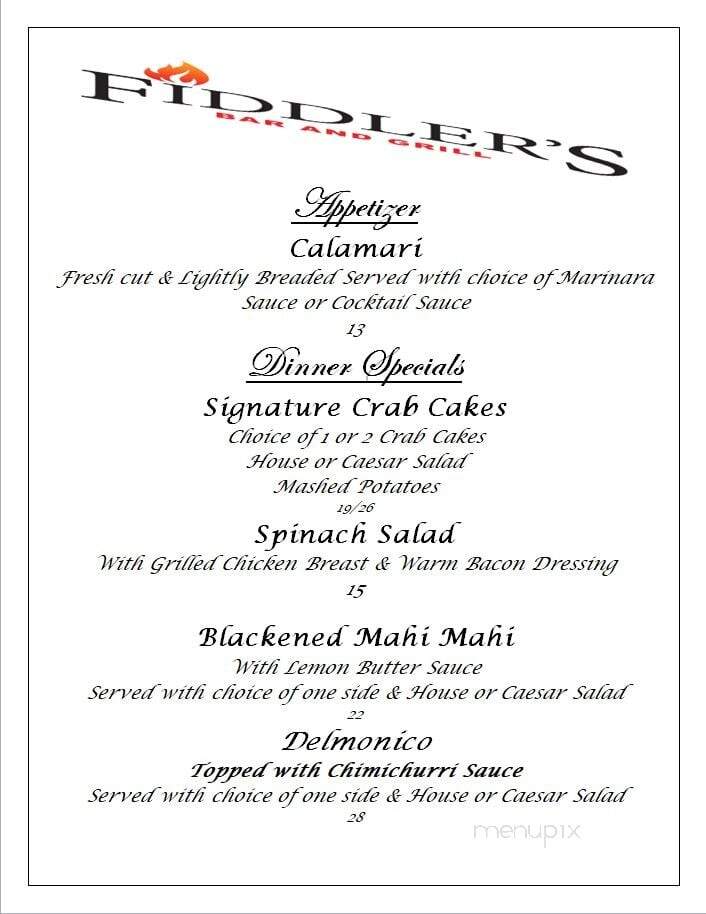 Fiddler's Restaurant - Carlisle, PA menu_pic