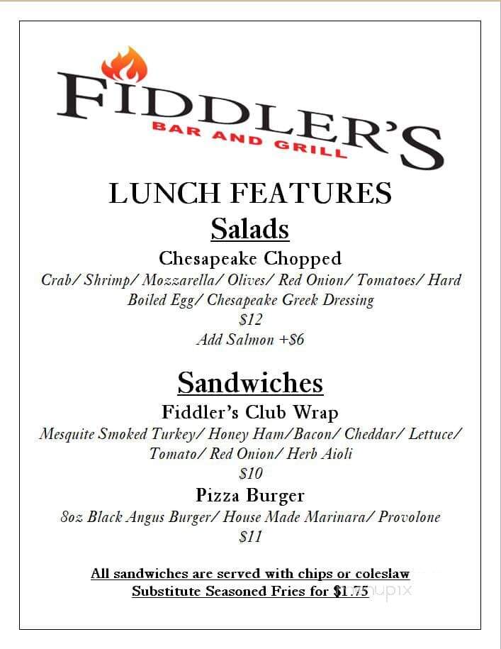 Fiddler's Restaurant - Carlisle, PA menu_pic