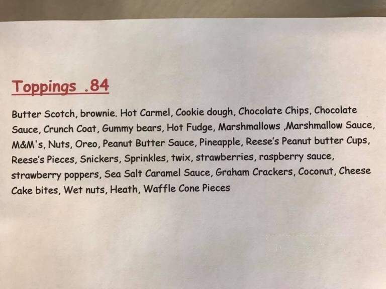 Frostie Moose Ice cream store - Woodbridge, VA menu_pic